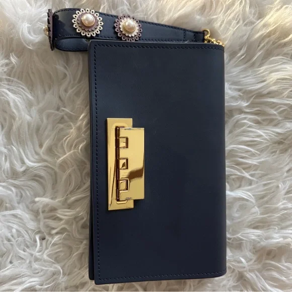 ZAC Zac Posen Navy Clutch with Embellished Strap - Picture 2 of 8
